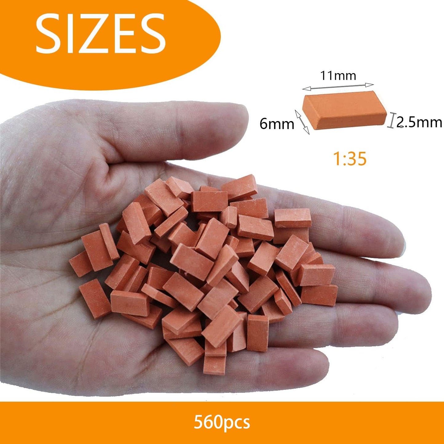 Cayway Mini Red Wall Bricks - 560 Pcs, Ideal for Landscaping, Dollhouse Miniature Gardens