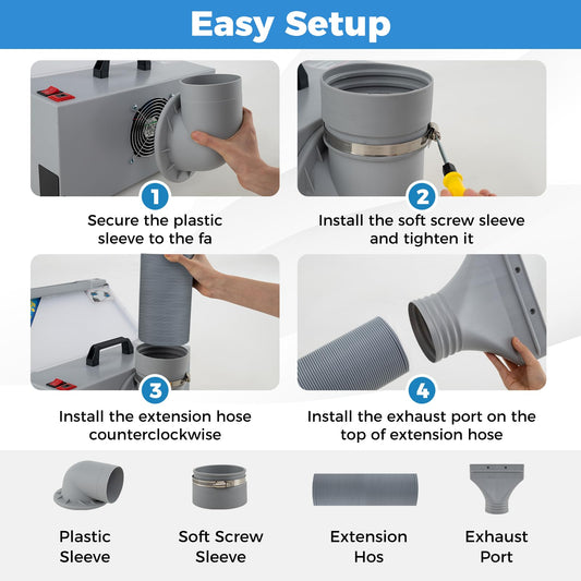 Toolsempire Portable Airbrush Paint Spray Booth Kit with 3 LED Lights, 7.5" Turntable, Lighted Painting Station with Fan Filter, Exhaust Extension Hose & Spray Gun Holders for Painting, Craft & Model