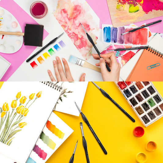 PANDAFLY Detail Paint Brushes Set, 15pcs Miniature Brushes for Fine Detailing & Art Painting - Acrylic, Oil, Watercolors & Paint by Number, Models, Face, Nail, Craft