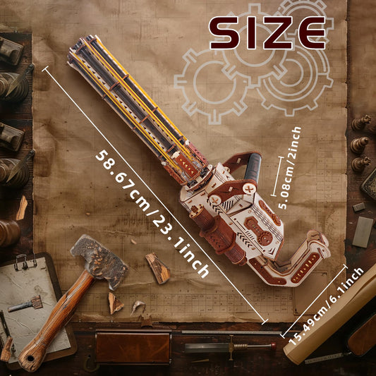 3D Wooden Puzzle Gun for Adults, Rubber Band 3D Gun Puzzles, Electric Gatling Model Building Kit, Wood 3D Puzzle, Hobby Kits for Men, Wooden Building Set for Adults Teens (272 PCS)