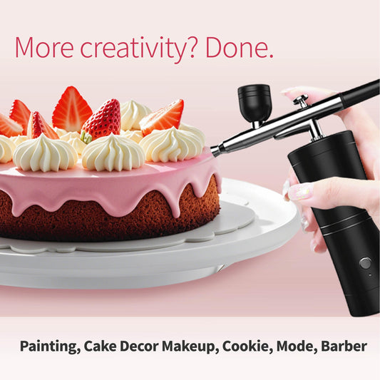 AYYHG Cordless Rechargeable Airbrush Kit with Compressor - Adjustable High-Pressure Non-Clogging 0.3mm Nozzle Complete Set for Nail Art, Cake Decor, Barber, Model Painting & Makeup (Black)