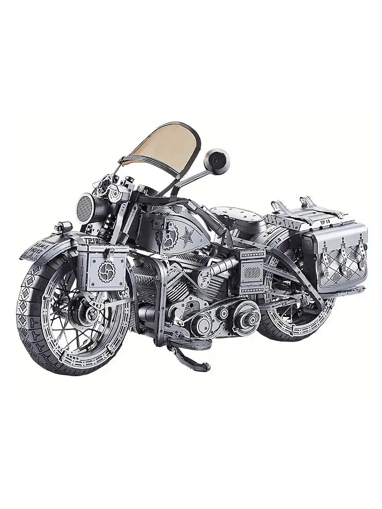 Mechanical Harley Motorcycle 3D Metal Puzzle | Stainless Steel DIY Model Building Kit | Precision Engineering Hobby Set