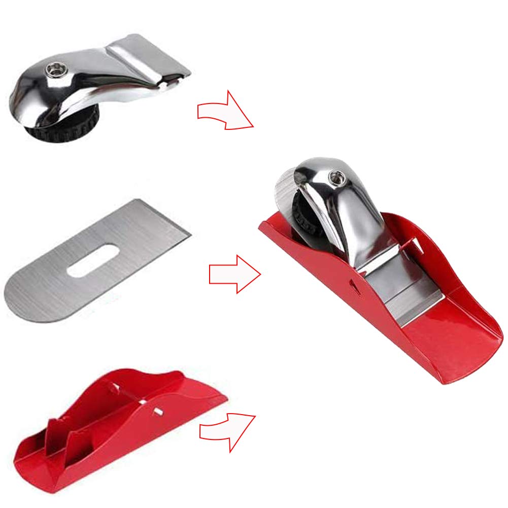 DSHE Mini Hand Planer Small Trimming Planer 6-1/2 inch Woodworking Pocket Plane Hand Plane with 1 inch Blade Adjustable Block Plane and 1 Wood Fixe for Trimming Projects Carpenter DIY Model Making