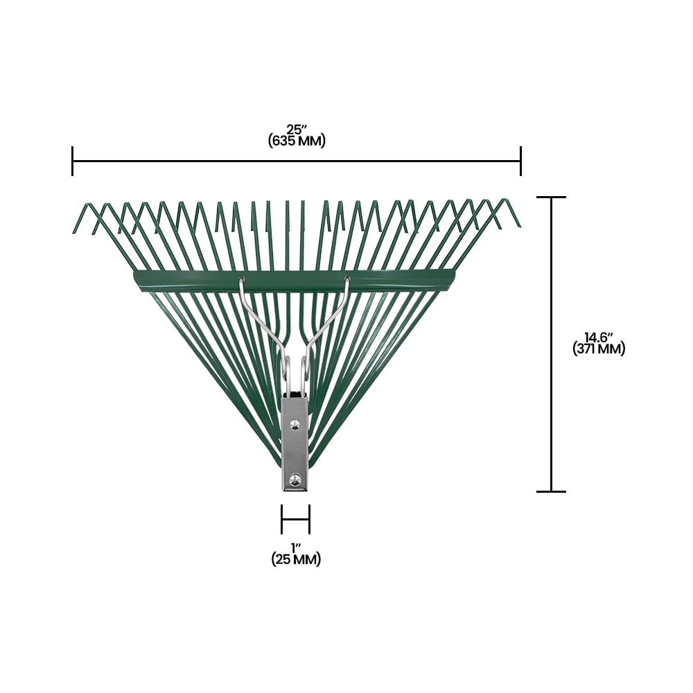 Zenport J2424 Leaf Rake with Deluxe Spring, 24-Tine, Rake Head Only, Green - 3 Pack