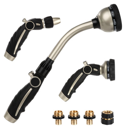 RESTMO Garden Watering Combo, Heavy Duty Hose Sprayer | Metal Hose Wand | High Pressure Hose Nozzle, Thumb Flow Control, Quick Connect Fittings Included, Easy to Reach Anywhere in Garden & Lawn