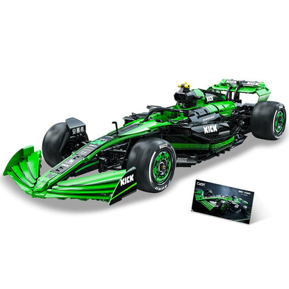 Green 1:8 scale Sauber C44 F1 model with slick tires — technical building toy for F1 collectors — Freetimejoy