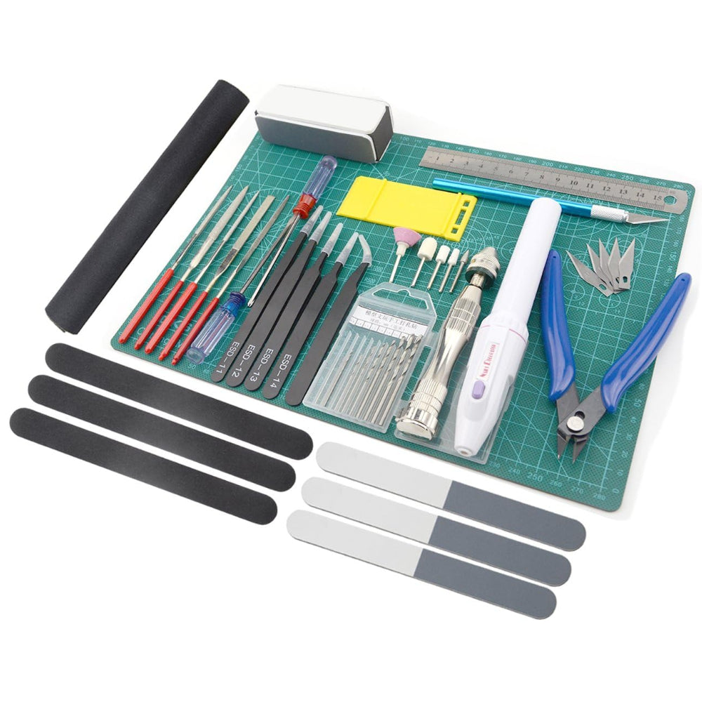 Adult hobbyist using BXQINLENX professional tools — manual dexterity and model finishing activity — Freetimejoy