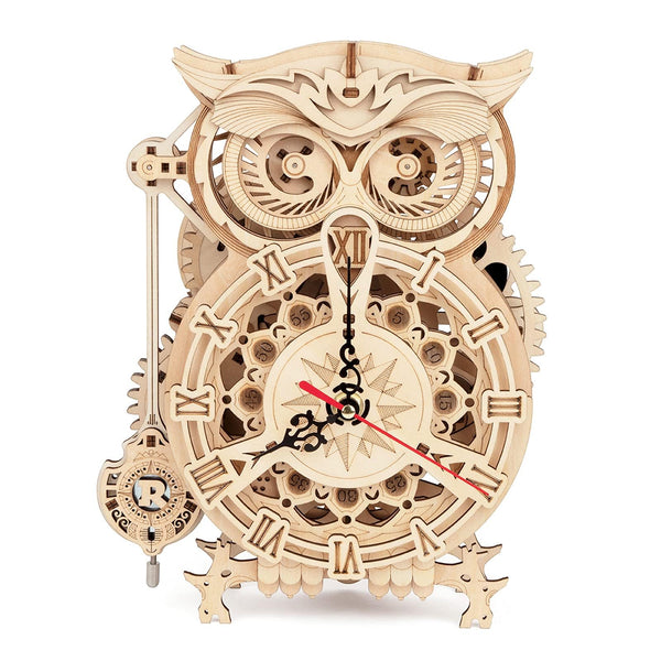 ROKR-Owl-Clock-3D-Wooden-Puzzle-Mechanical-Timer-Quartz-Clock-Model-FREETIMEJOY