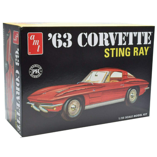 AMT 1963 Corvette Sting Ray Split Window 1:25 scale model car kit — cognitive hobby classic car set — Freetimejoy
