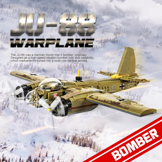 DAHONPA JU88 Bomber Plane Junker Aircraft Building Set [430pcs+] Classic German Fighter Models, Perfect for Holiday Gifts and Military Displays