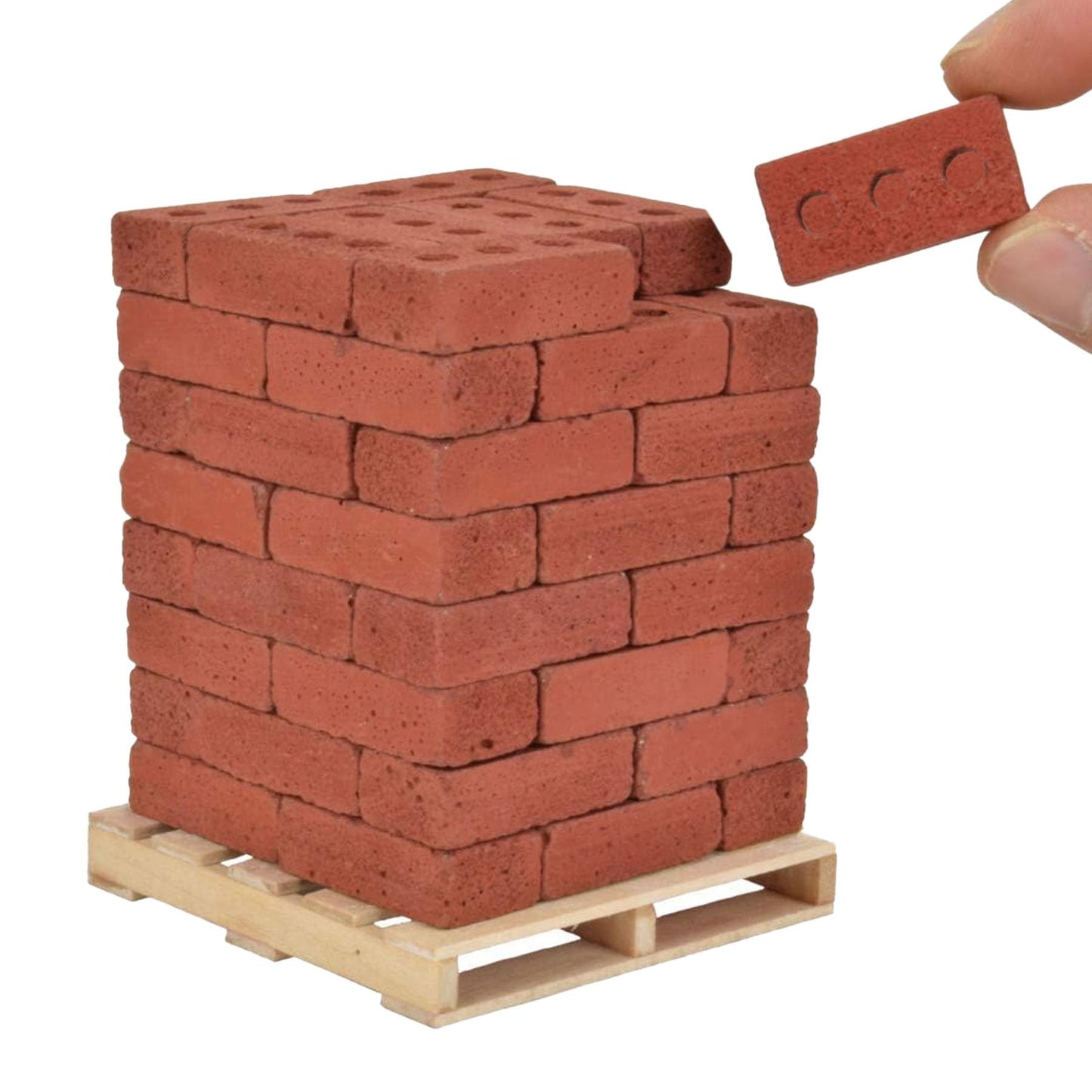 Cayway 120 PCS Mini Bricks for Landscaping, Crafts & Dollhouses - Realistic Fake Bricks with 3 Holes - Mini Red