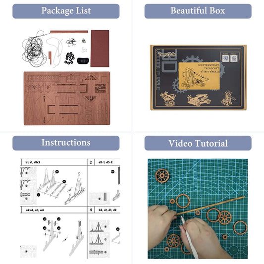 Toystub DIY 3D Wooden Puzzles for Adults Trebuchet Science Building Kit Model Catapult Engineering Kit Wood Assembly Gifts