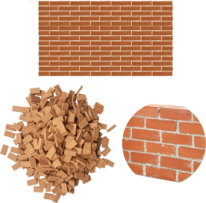 Cayway Mini Red Wall Bricks - 560 Pcs, Ideal for Landscaping, Dollhouse Miniature Gardens