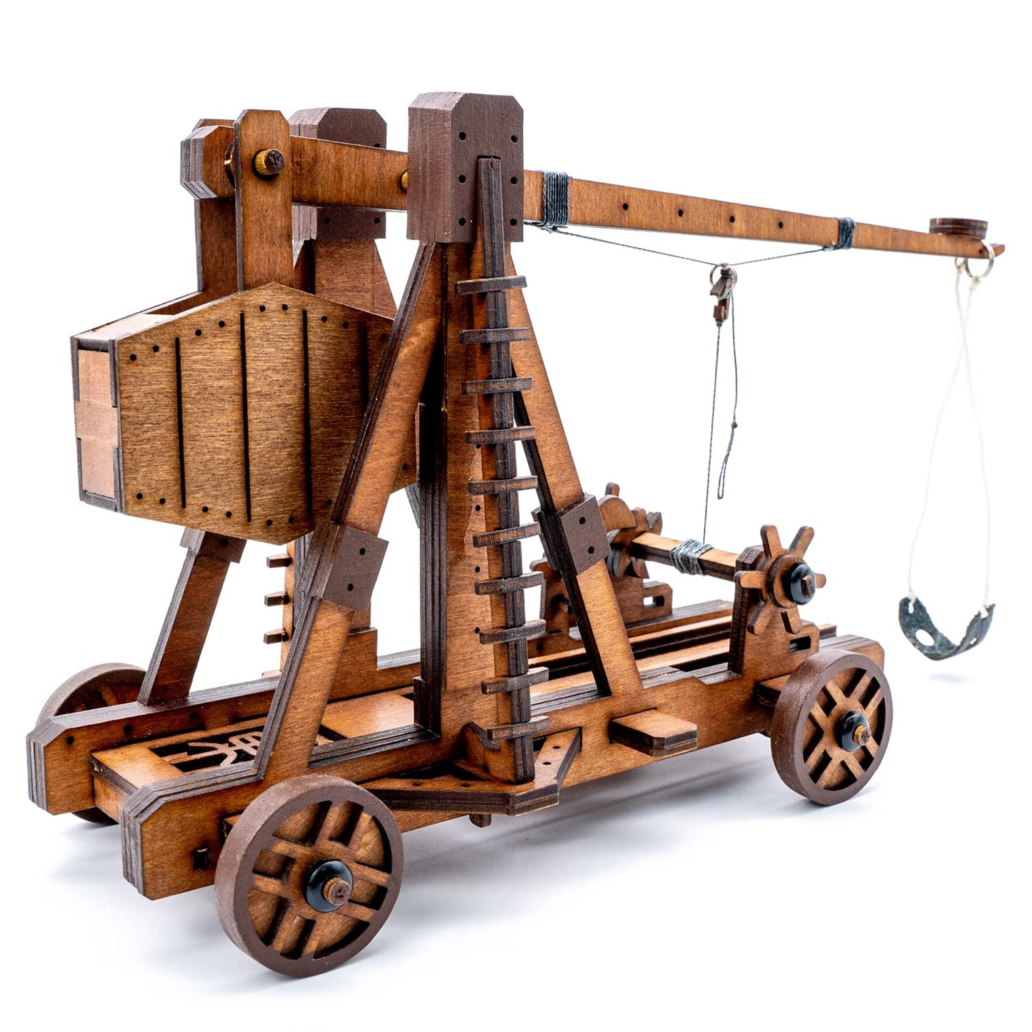 Toystub DIY 3D Wooden Puzzles for Adults Trebuchet Science Building Kit Model Catapult Engineering Kit Wood Assembly Gifts