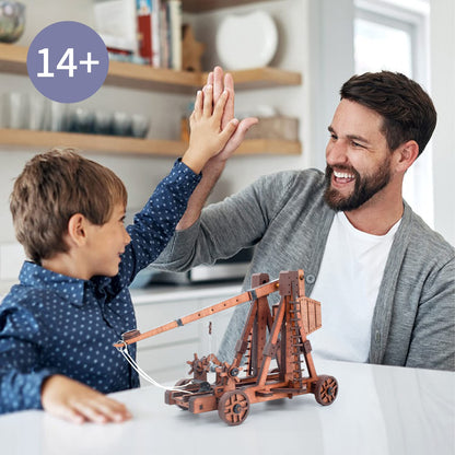 Toystub DIY 3D Wooden Puzzles for Adults Trebuchet Science Building Kit Model Catapult Engineering Kit Wood Assembly Gifts