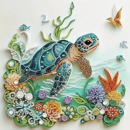 ZQEATRY Sea Turtle Animal Special Shape Diamond Art Kits for Adults,5D Diamond Painting Kits for Beginner,DIY Diamond Crystal Rhinestones Painting Kits for Home Wall Decor Gift 11.8 X 11.8inch