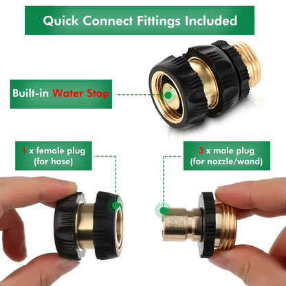 RESTMO Garden Watering Combo, Heavy Duty Hose Sprayer | Metal Hose Wand | High Pressure Hose Nozzle, Thumb Flow Control, Quick Connect Fittings Included, Easy to Reach Anywhere in Garden & Lawn