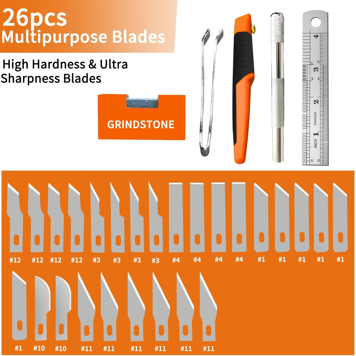 NOEAIKE 31-Pcs Exacto Knife Set,Precision Hobby Knife Set with Tweezers,Grindstone,Steel Ruler,SK5 Blades for Crafting,Modeling,Carving,Stencil-Craft Knife Storaged with Beautiful Plastic Case
