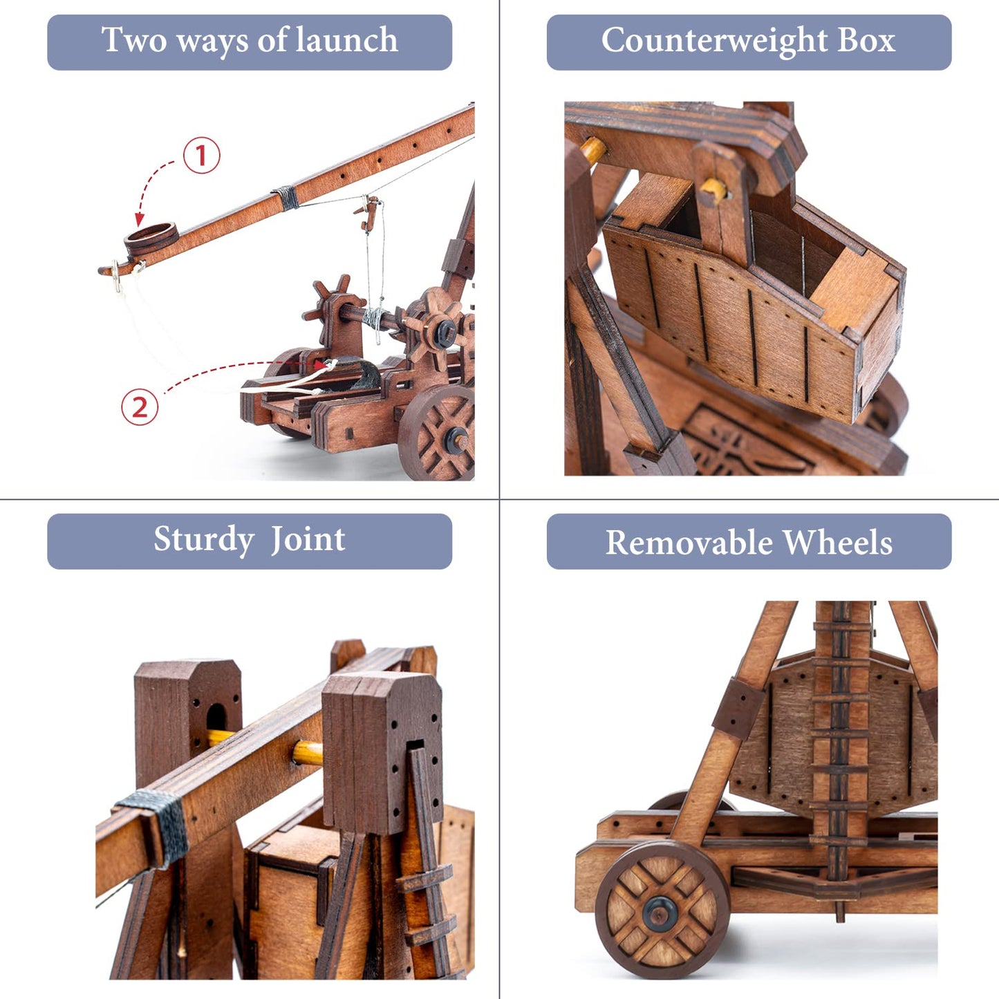 Toystub DIY 3D Wooden Puzzles for Adults Trebuchet Science Building Kit Model Catapult Engineering Kit Wood Assembly Gifts