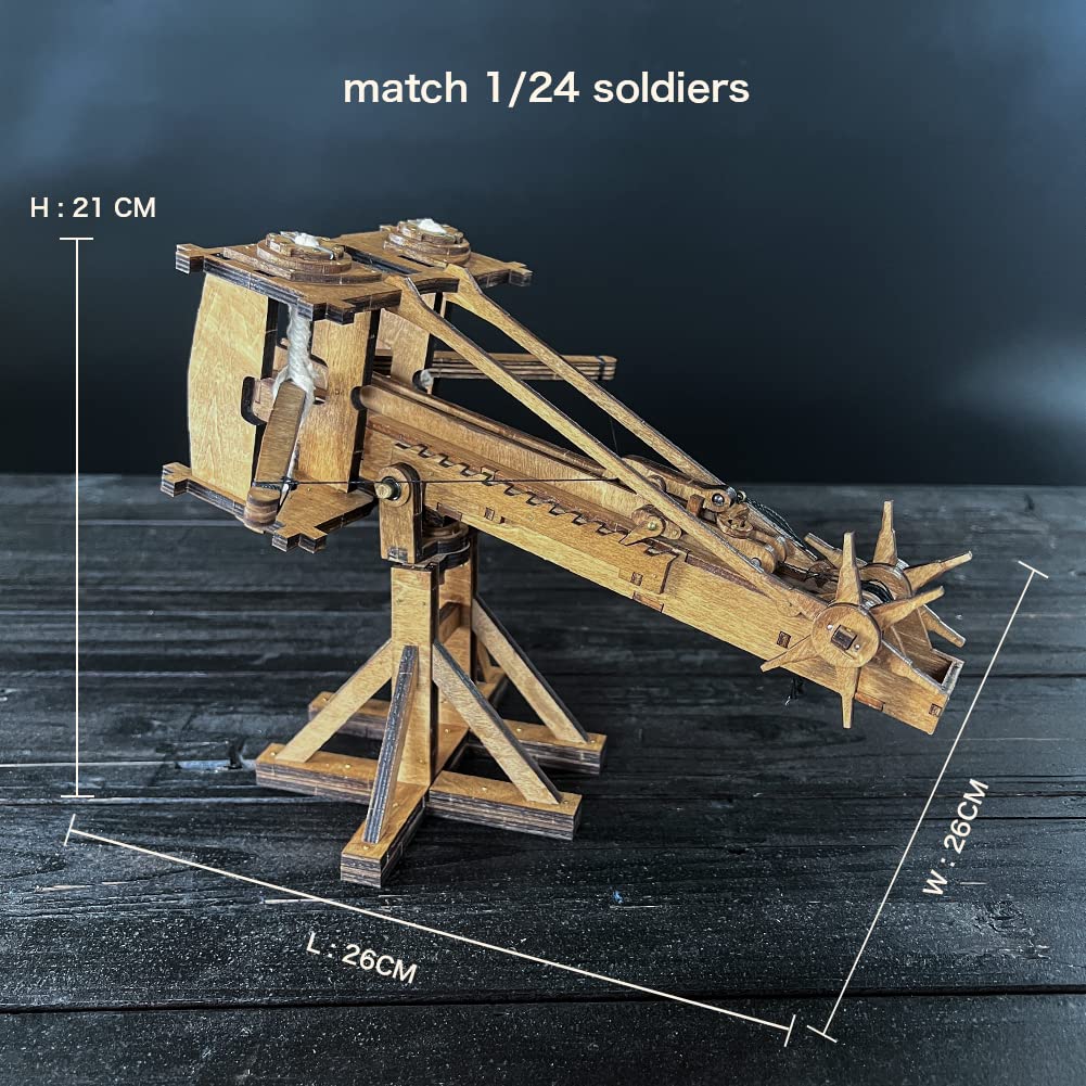 YAQUMW The MINI Roman Ballista Europe Medieval Siege Chariot Wooden Catapult DIY 3D Puzzles Model Kits STEM Projects Tabletop Toys
