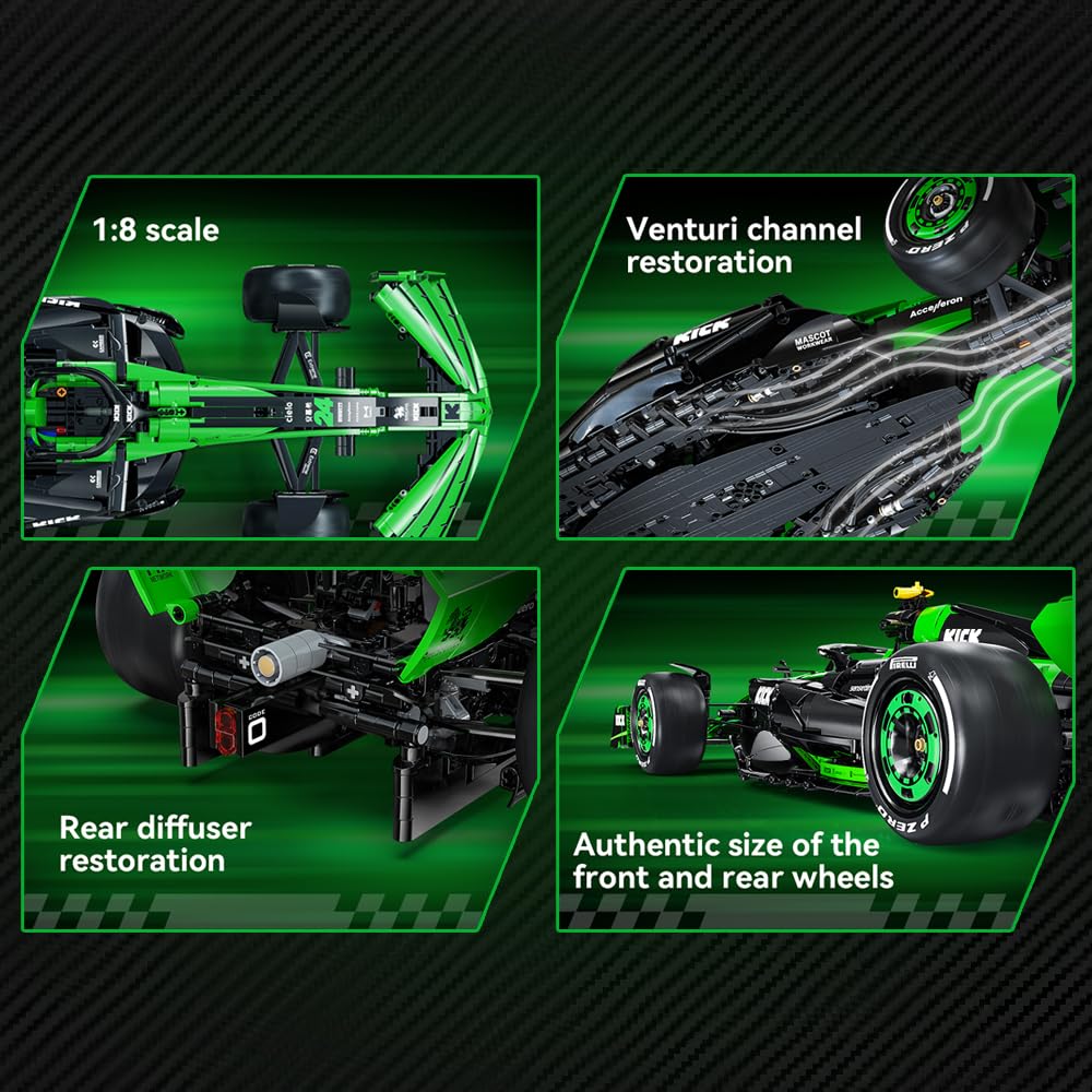 Adult hobbyist assembling CaDA 2553 piece Sauber F1 car — manual dexterity and motorsport design activity — Freetimejoy