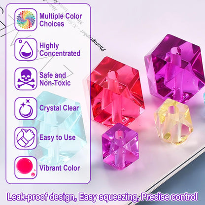 Epoxy Resin Color Pigment – 48 Vivid Colors Liquid Epoxy Pigment, Highly Concentrated, Translucent Resin Dye for Art, DIY, Jewelry & Crafts – Each 6ml/ 0.25 oz