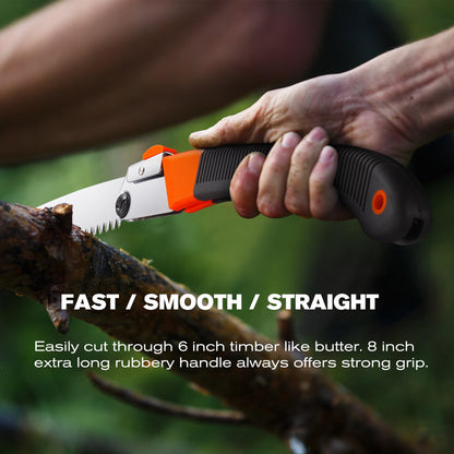 REXBETI Folding Saw, Extra Long 14 Inch Blade Backpacking Saws for Hiking Camping, Dry Wood Trimming Pruning Saw With 4 Cutting Angle Hard Teeth, Large Garden Saws with SK-5 Steel