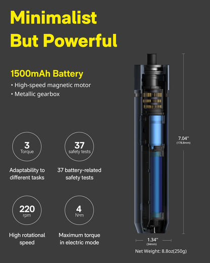 HOTO Electric Screwdriver Kit, Upgraded 1/4'' Hex 25 Bits, Magnetic Lid, Rechargeable Cordless Screwdriver, 3 Torque Settings, 1500mAh Battery, LED Light, Ideal for Assembling Furniture, Home Repair