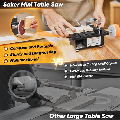 Saker Mini Multi-Functional Table Saw,Mini Table Saws for Crafts,Portable Mini Desktop Electric Saw for Wood Cutting,Speeds & Angle Adjustable with More Accessories for Plastic Acrylic Cutting