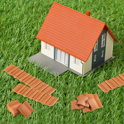 Charniol Miniature Roof Tiles Model Building Set Dollhouse Shingles Clay Roof Tiles for Model Fake Landscape Accessories for Crafts Project Shed DIY Kitchen Garden Diorama Roofing