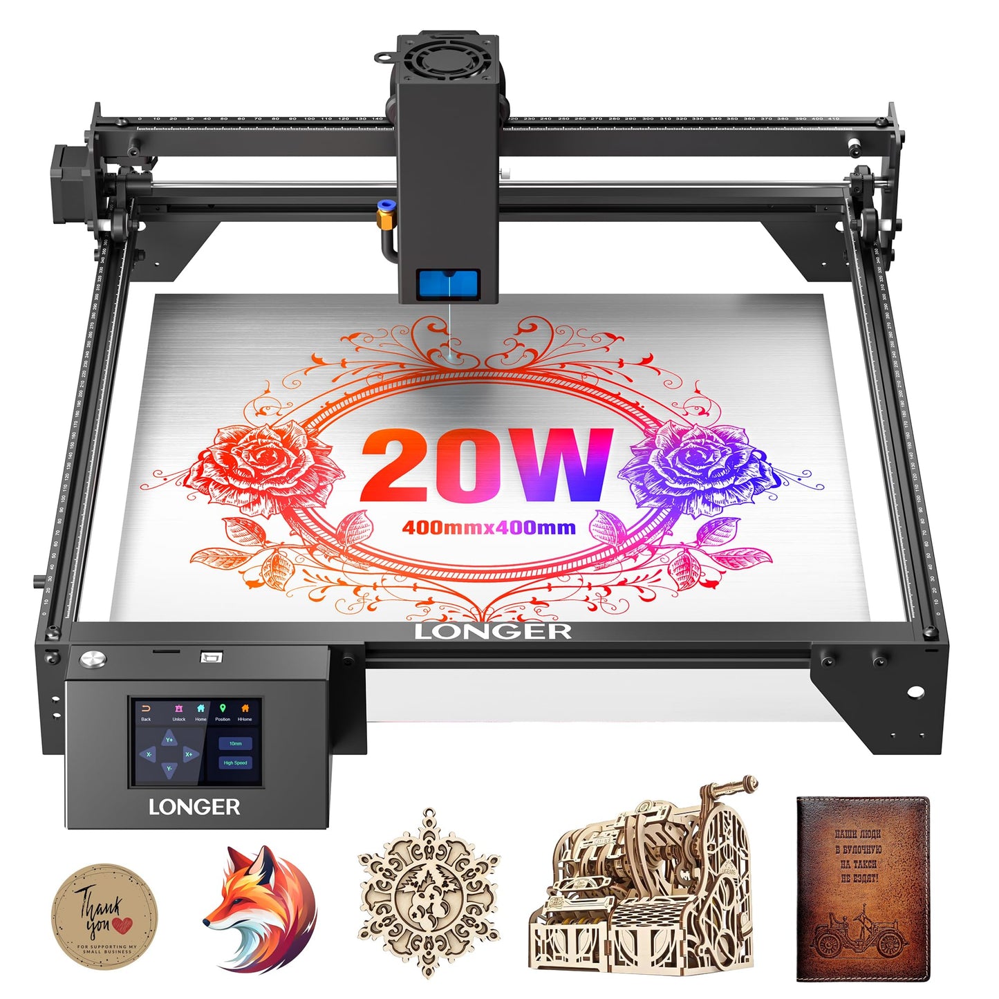 LONGER RAY5 Laser Engraver 20000mW Laser Cutter 130W CNC Laser Cutter with 3.5"Touch Screen Laser Engraving Machine DIY Engraver Tool for Metal Glass Wood Leather Laser Class ii