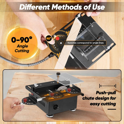 Saker Mini Multi-Functional Table Saw,Mini Table Saws for Crafts,Portable Mini Desktop Electric Saw for Wood Cutting,Speeds & Angle Adjustable with More Accessories for Plastic Acrylic Cutting