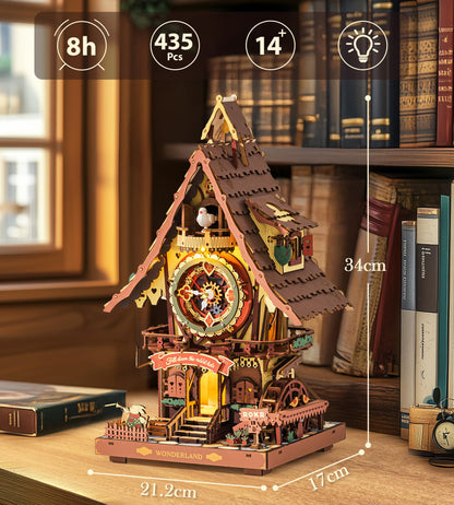 ROKR Cuckoo Clock Mechanical 3D Wooden Puzzle Kit for Adults, DIY Wooden Clock Model Building Set, Unique Home Decor Gift for Women Men