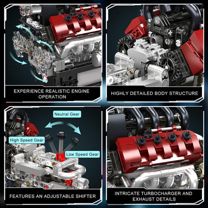Mindful building activity for car enthusiasts with V8 engine — expert DIY engineering kit — Freetimejoy