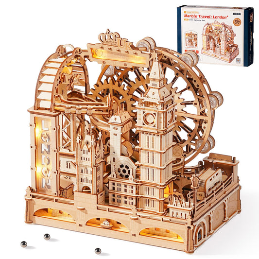ROKR 3D Wooden Puzzles for Adults,Marble Travel London,431Piece 3D Puzzles,Marble Run Gift for Adults