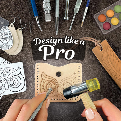 ArtSkills Leather Working Kit, Leather Tooling Kit with Tools, Stamps, Arts and Crafts Adult Project Kits, 80 pc