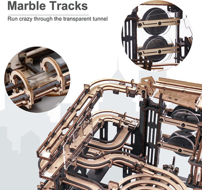 ROKR 3D Wooden Puzzles for Adult, Marble Run Puzzle Model Mechanical Marble Run Building Kits DIY Toy Hobbies for Adults for Men, Women