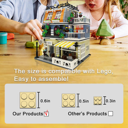 ENJBRICK Garden Hotel Assembly Square Building kit,Modular House Building Blocks Model Set for Teens and Adults.Collectible Display Toy Building Set 1284 PCS