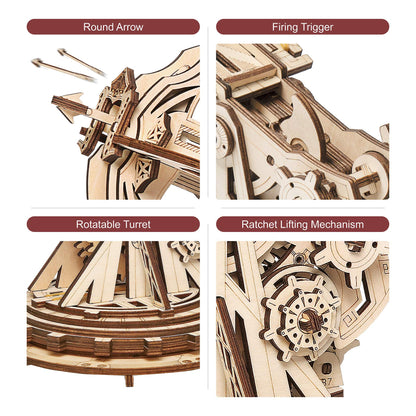 Rowood 3D Wooden Puzzles Catapult Kit for Adults, DIY Catapult Mechanical Wooden Model Kits Toys to Build for Adult, Cool Birthday Gift Choice