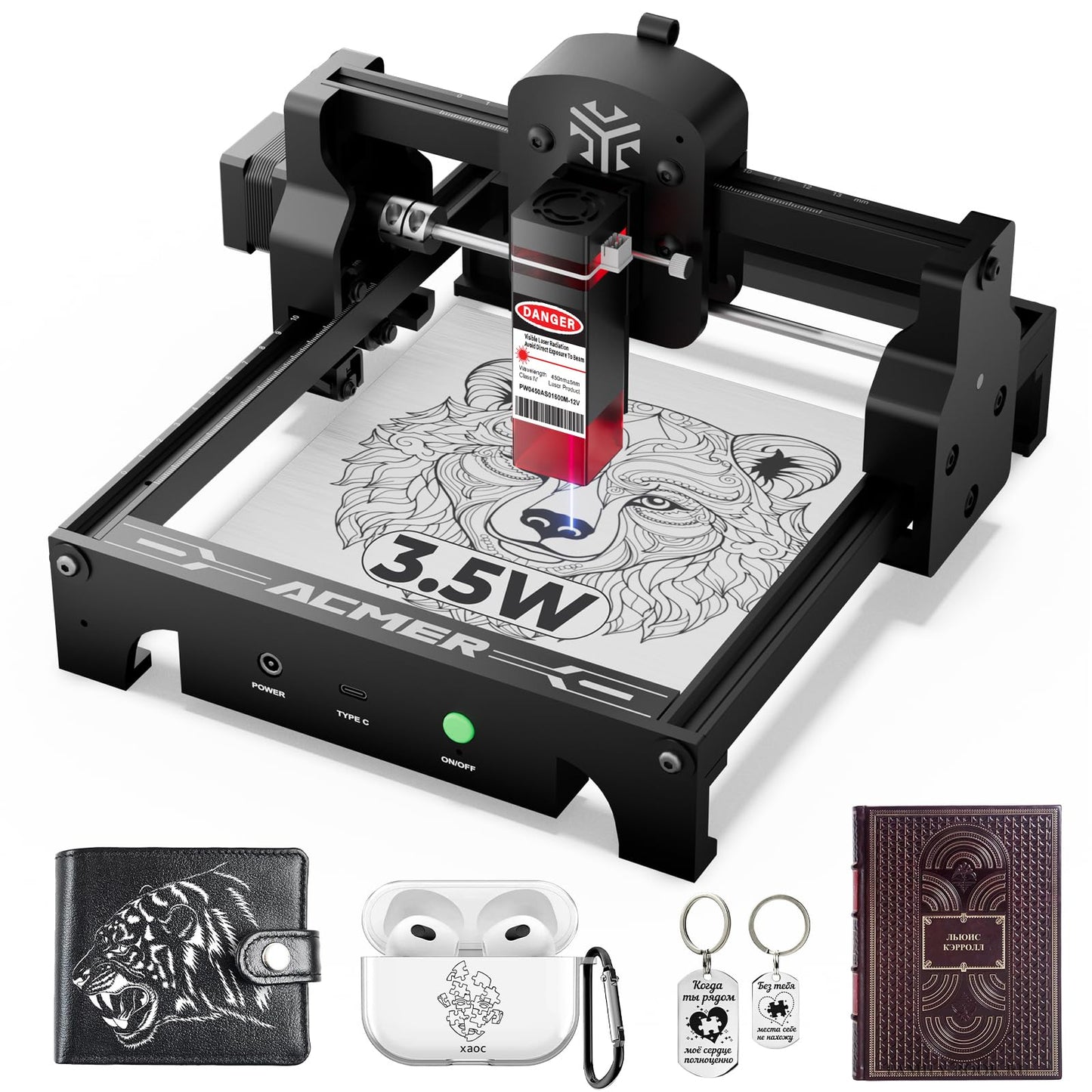 Acmer S1 Laser Engraver and Cutter Machine, 3.5W (3500mW) for Wood, Acrylic, Leather, Plastic - 130x130mm Compact Engraving Area, DIY Crafts & Art Projects, Precision Mini Engraving Framework Design