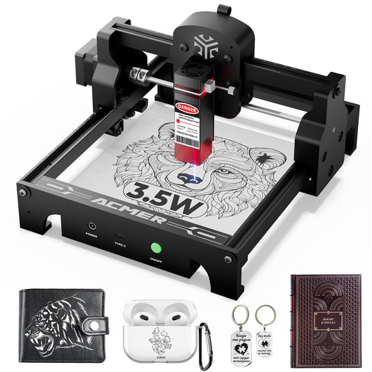 Acmer S1 Laser Engraver and Cutter Machine, 3.5W (3500mW) for Wood, Acrylic, Leather, Plastic - 130x130mm Compact Engraving Area, DIY Crafts & Art Projects, Precision Mini Engraving Framework Design