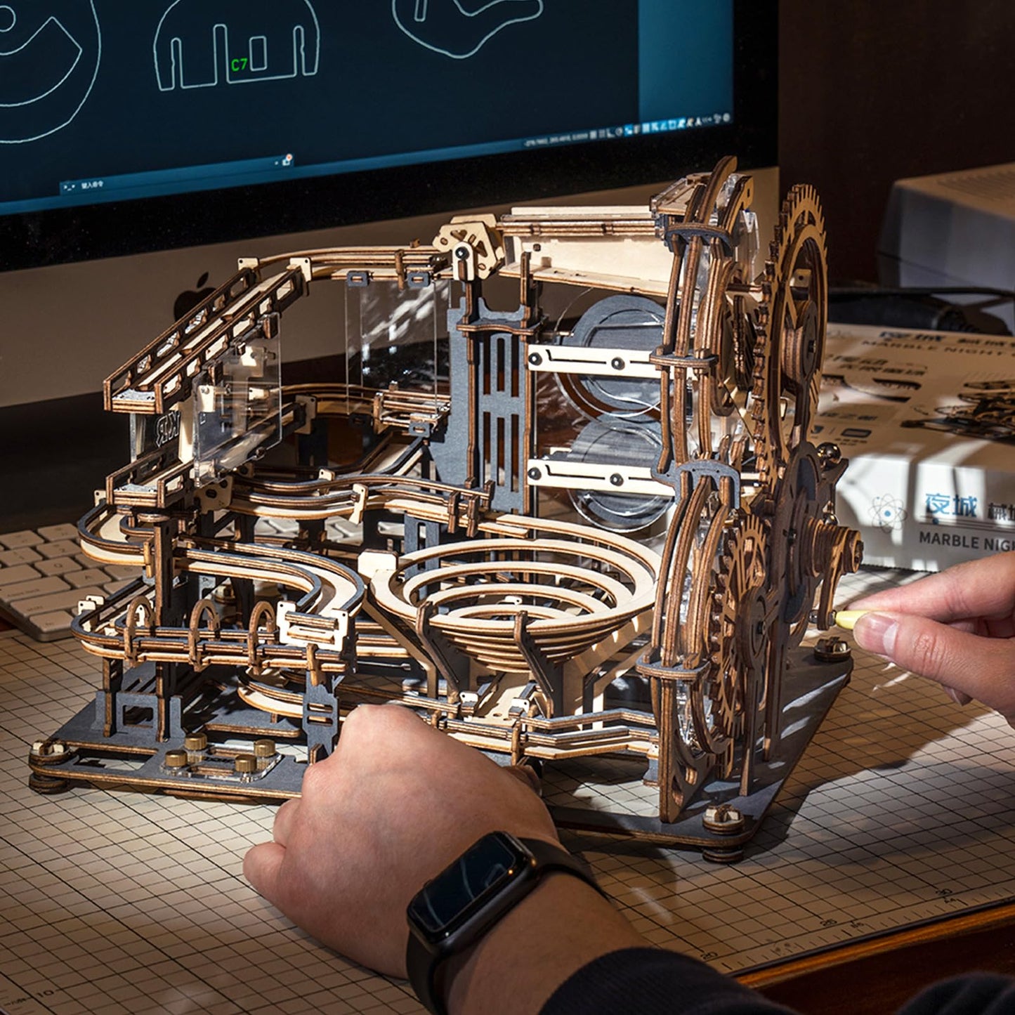 ROKR 3D Wooden Puzzles for Adult, Marble Run Puzzle Model Mechanical Marble Run Building Kits DIY Toy Hobbies for Adults for Men, Women