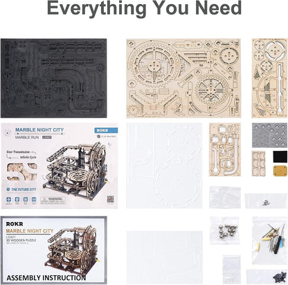 ROKR 3D Wooden Puzzles for Adult, Marble Run Puzzle Model Mechanical Marble Run Building Kits DIY Toy Hobbies for Adults for Men, Women