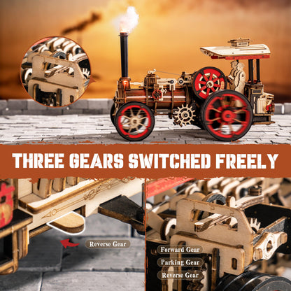 rowood 3D Wooden Puzzles for Adults, Steam Engine Car Model Kit, 1:28 Scale Mechanical Steam Locomotive Wooden Puzzle, 469PCS,Assembly Time 6H, Awesome Gifts for Adults