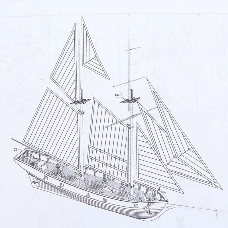 Classic Wooden Sailboat Model Kit | 1:100 Scale DIY Nautical Decor | Handmade Hobby Set