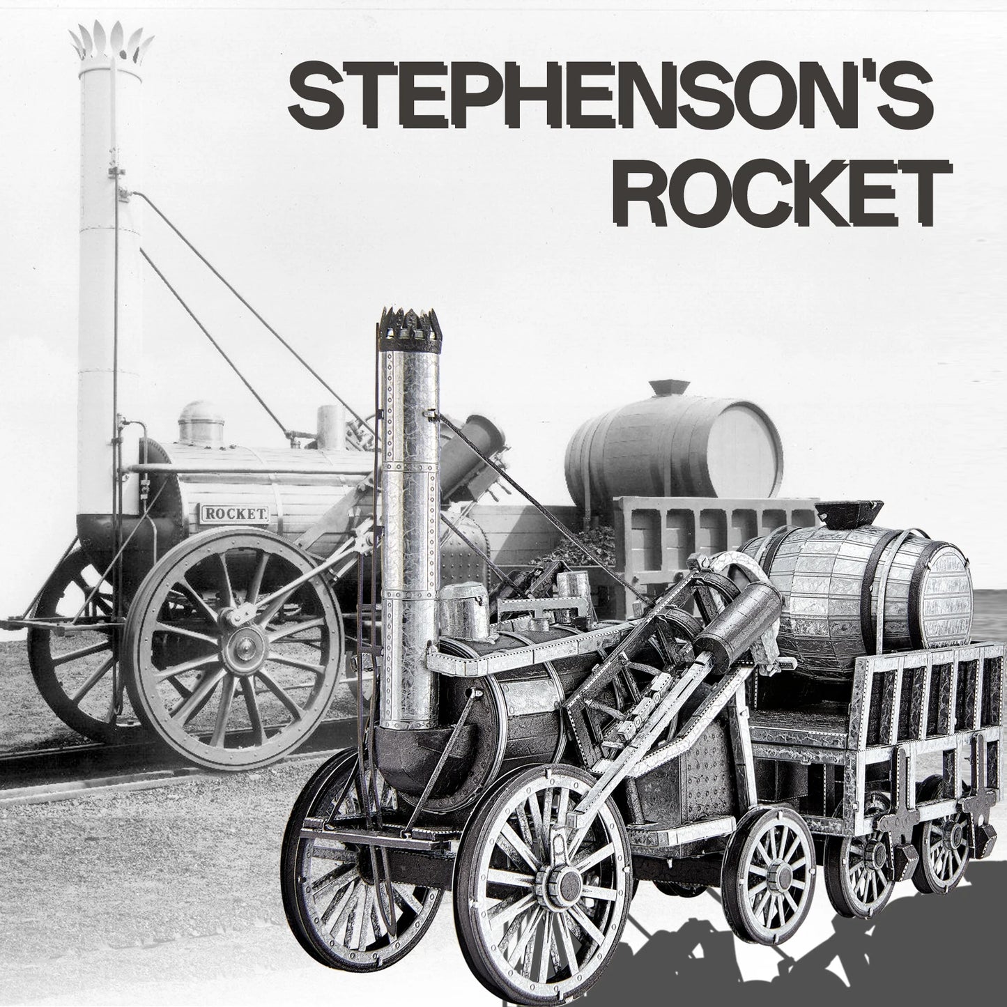 Piececool-Stephenson-The-Rocket-Steam-Locomotive-3D-Metal-Model-Kit-FREETIMEJOY-Industrial-Hobby