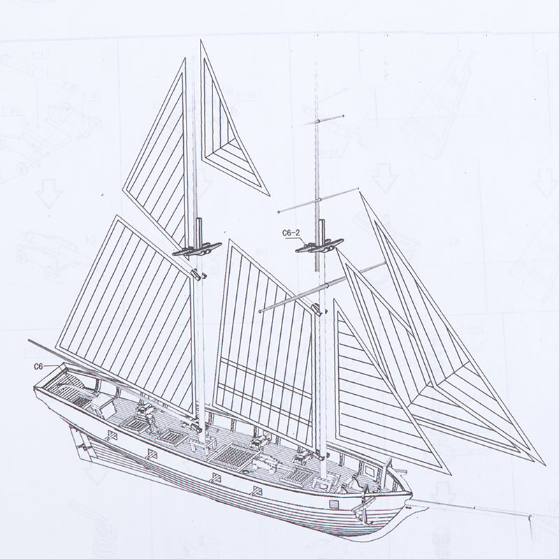 1:100 Scale Halcon Wooden Sailing Boat DIY Assembly Kit – Classic Desktop Nautical Model