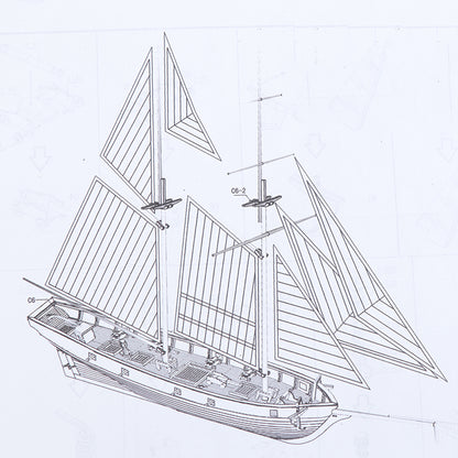 1:100 Scale Halcon Wooden Sailing Boat DIY Assembly Kit – Classic Desktop Nautical Model