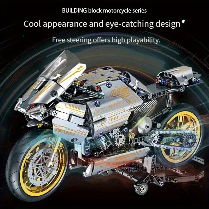 2431-Piece-White-Gold-Superbike-Building-Blocks-Technical-Mechanical-Model-FREETIMEJOY-Performance-Hobby