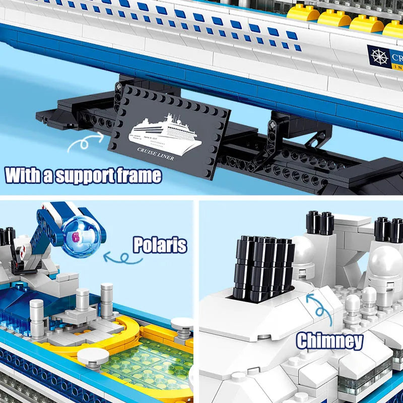 Bibilock 2428-Piece Creative Ocean Liner Model – Large DIY Steamship Building Block Set